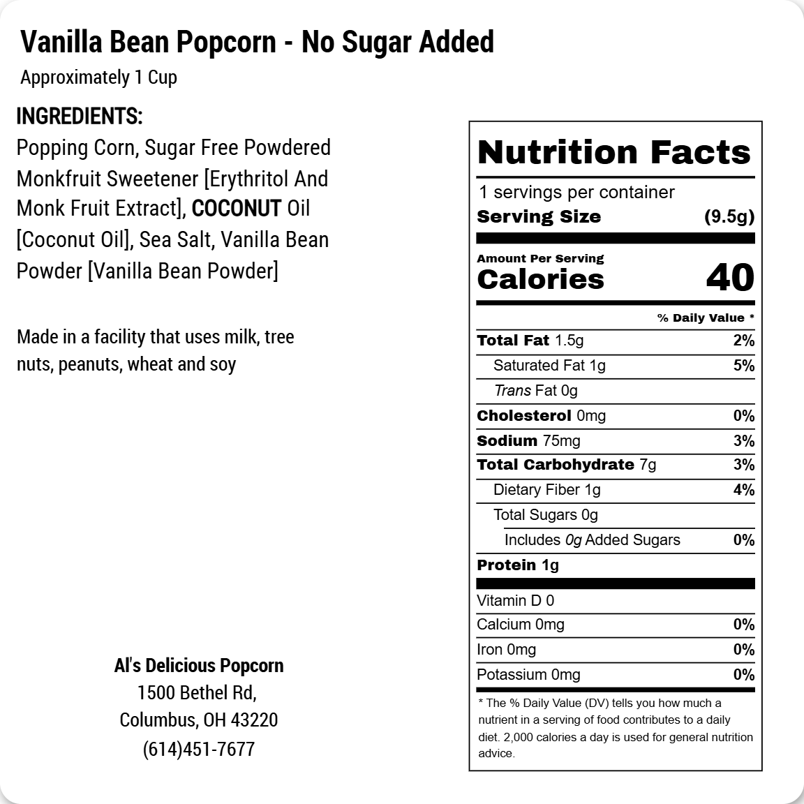Vanilla Bean Popcorn – No Sugar Added