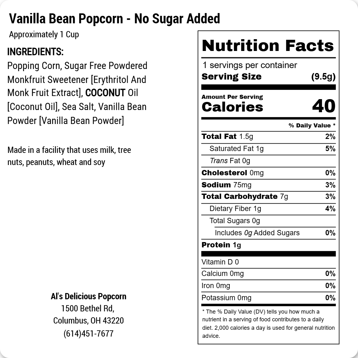 Vanilla Bean Popcorn – Natural