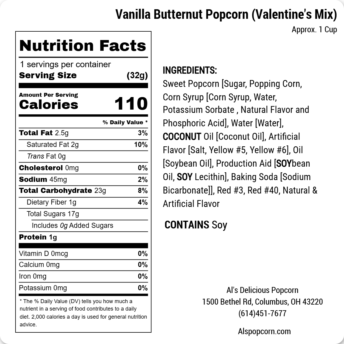 Vanilla Butternut Popcorn - Valentine Mix