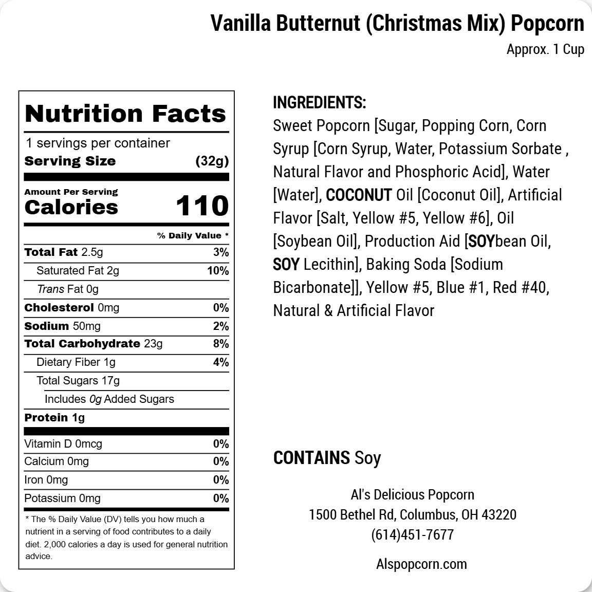 Vanilla Butternut Popcorn - Christmas Mix
