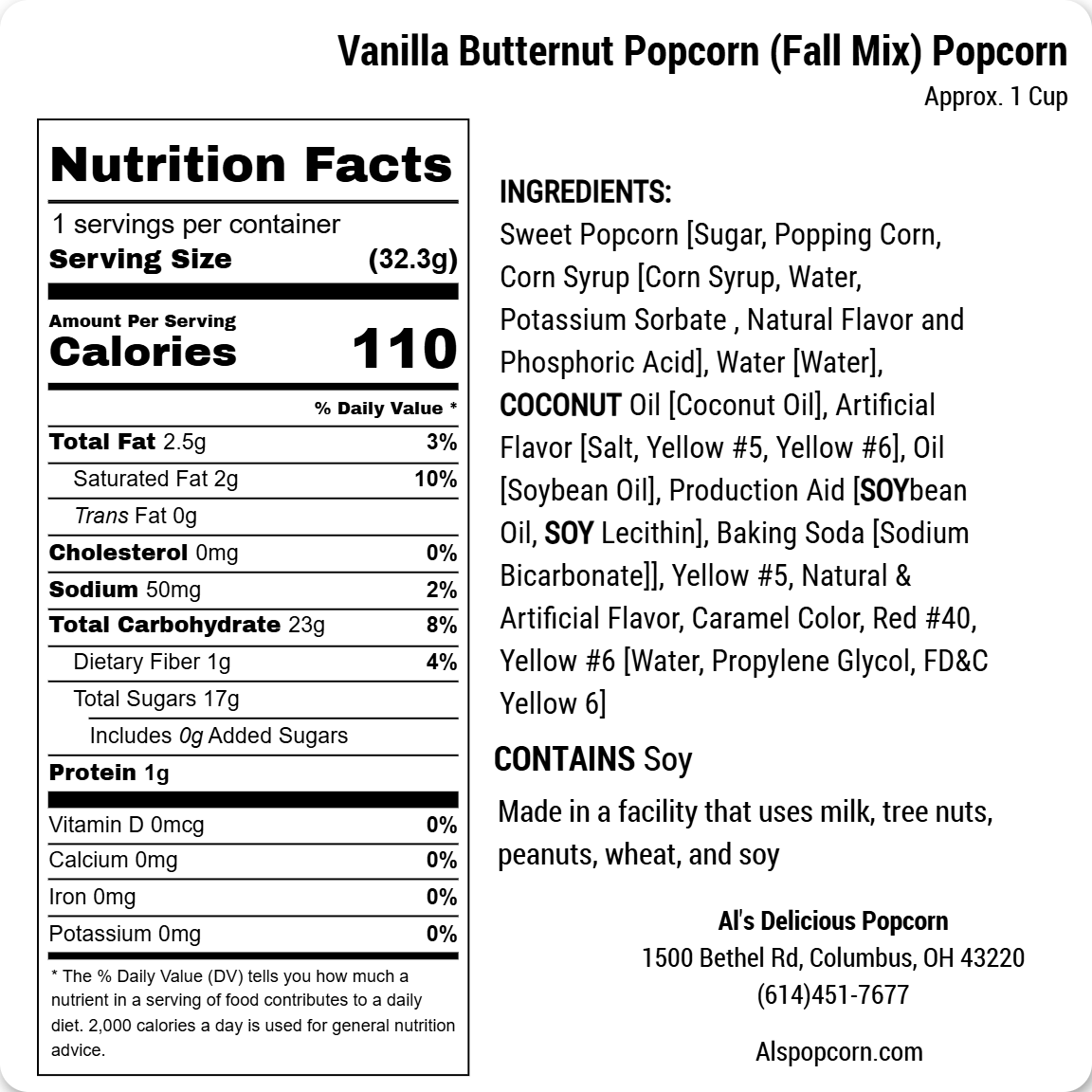 Vanilla Butternut Popcorn - Fall Mix