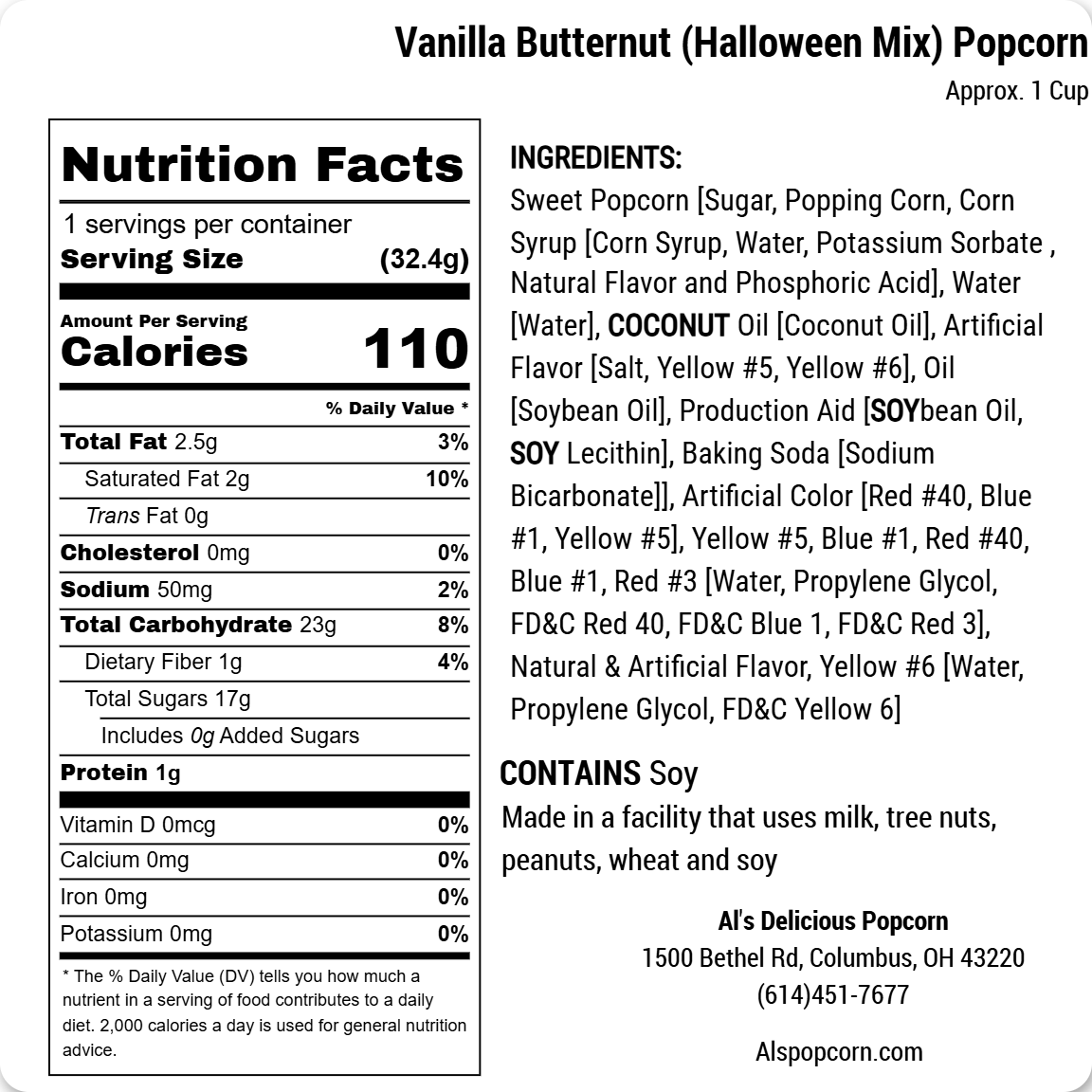 Vanilla Butternut Popcorn - Halloween Mix