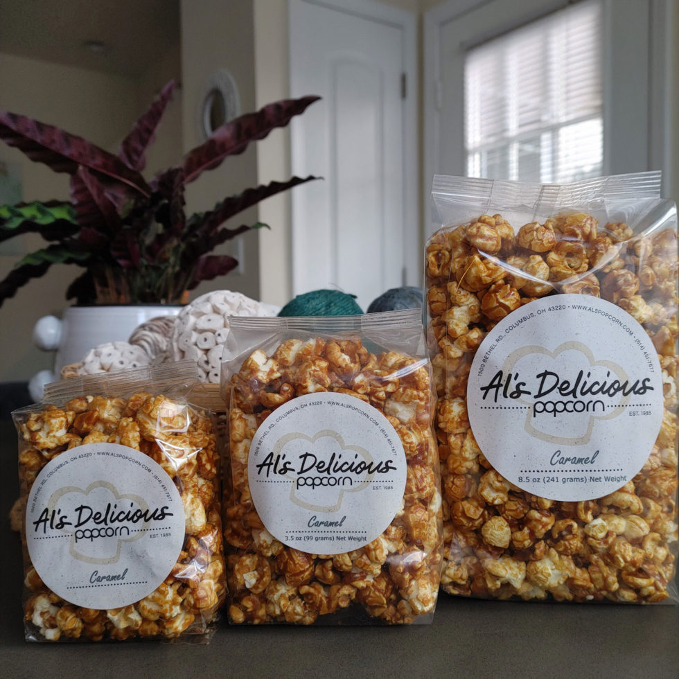 Sealed and Personalized Bags Al's Delicious Popcorn